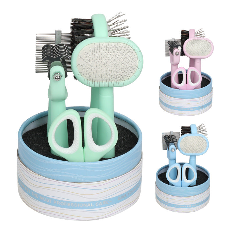 Blue Complete 5-in-1 Pet Grooming Care Kit - Professional Deshedding Brushes, Combs & Nail Clippers Set for Dogs & Cats